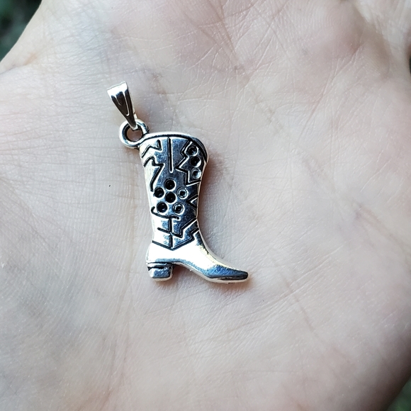 New Silver Cowboy Boot Charm - Picture 2 of 8